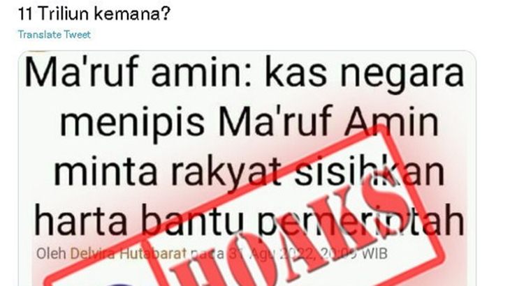 [HOAKS atau FAKTA]: Wapres Minta Rakyat Sisihkan Harta Bantu Pemerintah
