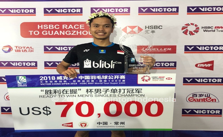 Tuntaskan Ambisi, Anthony Ginting Sukses Juarai China Terbuka 