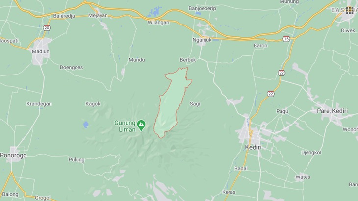 Peta Desa Ngentos, Nganjuk (lingkar merah). (Foto: MP/Google Maps)