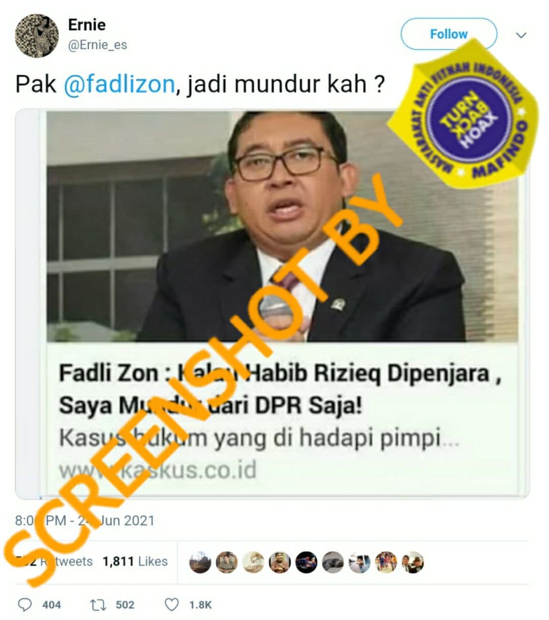 Tangkapan layar hoaks. (Foto: Mafindo)