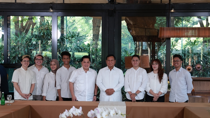 Prabowo Berbagi Filosofi Hidup dalam Diskusi Bareng Erick Thohir dan Influencer