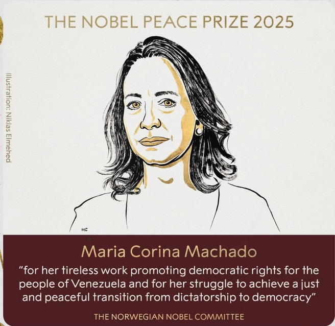 Pemimpin Oposisi Venezuela Maria Corina Machado Raih Hadiah Nobel Perdamaian