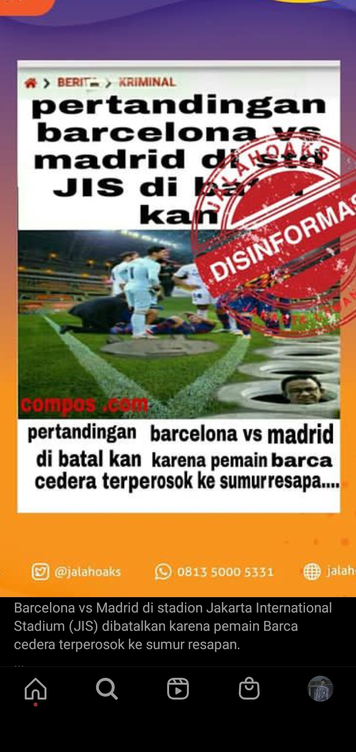Tangkapan layar hoaks. (Foto: Antara)