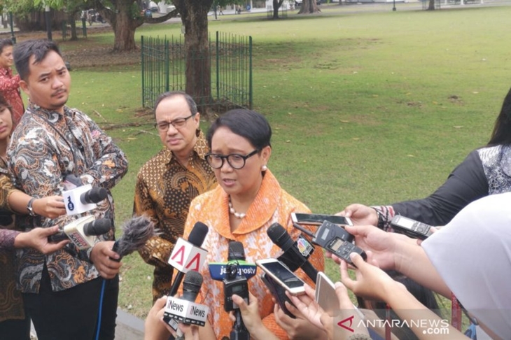 Menlu Retno Marsudi di Istana Bogor, Senin (7/19/2019) (Agus Salim)