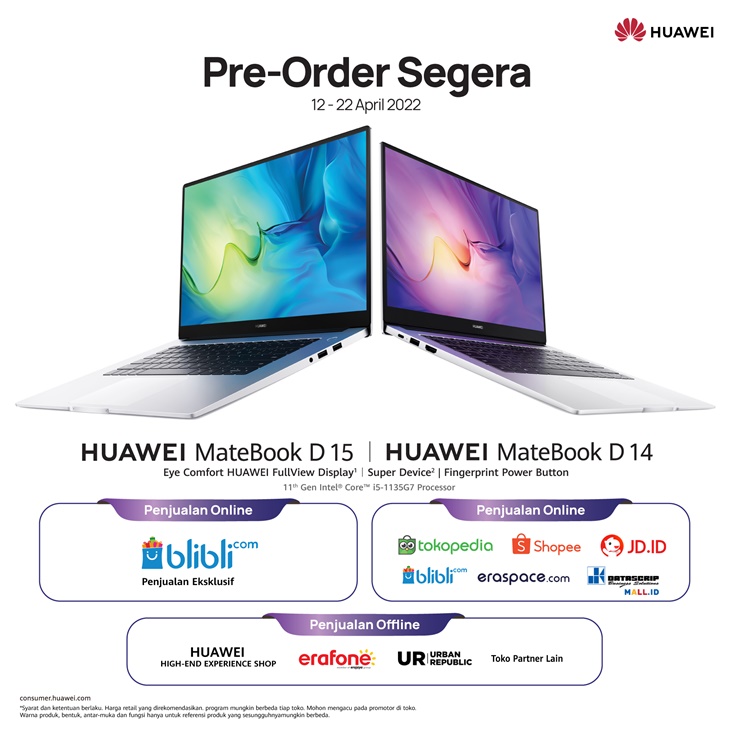 Huawei Siap Luncurkan MateBook D14 dan D15
