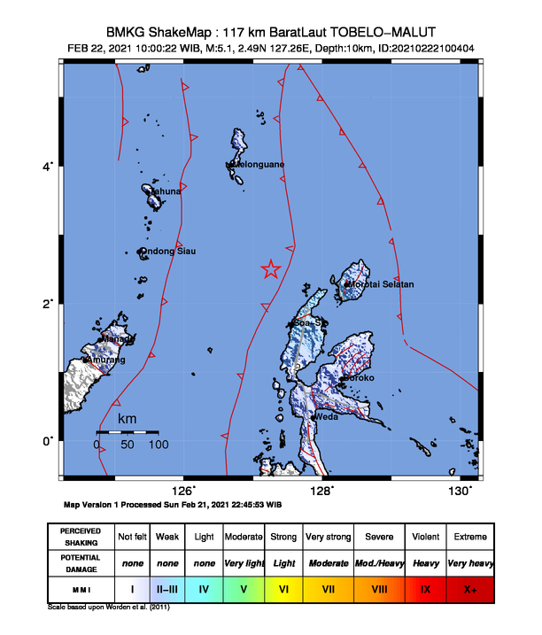 Data gempa Tobelo Maluku Utara. (Foto: Antara)