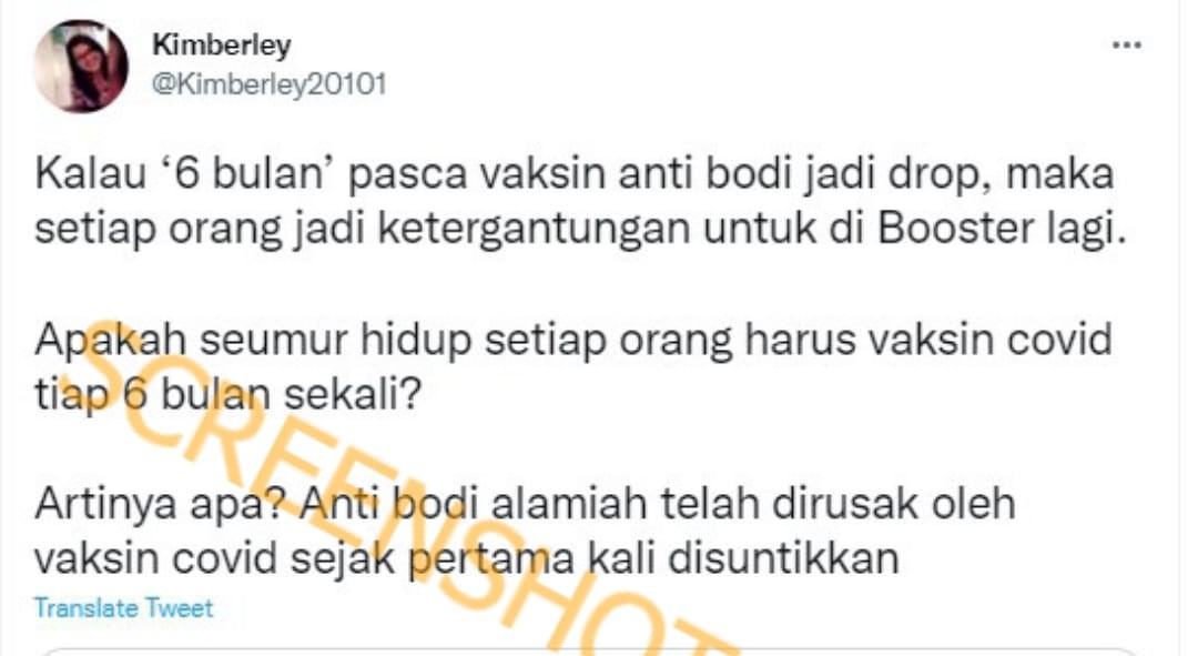 [HOAKS atau FAKTA]: Seumur Hidup Harus Vaksin COVID-19 Tiap Enam Bulan Sekali