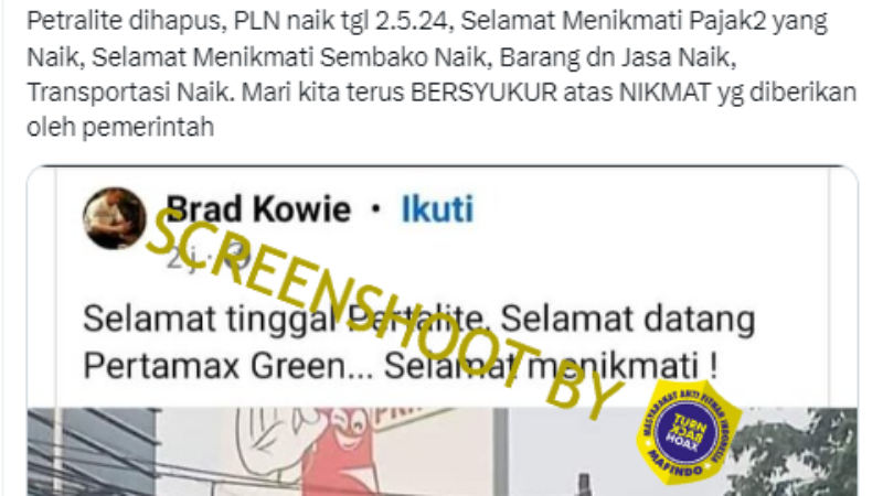 [HOAKS atau FAKTA] : Pertalite Digantikan Green Pertamax