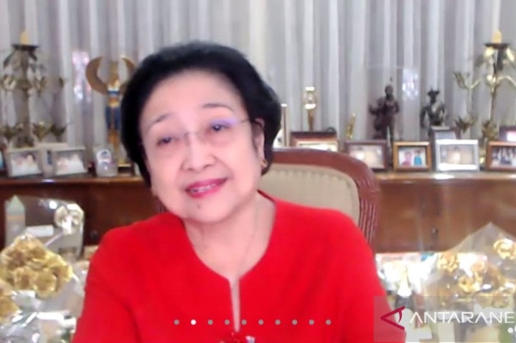Ketua Umum DPP PDI Perjuangan Megawati Soekarnoputri saat memberikan pengarahan kepada kadernya pada acara Halal Bihalal secara daring, di Jakarta, Rabu (19-5-2021). (ANTARA/HO-PDIP)