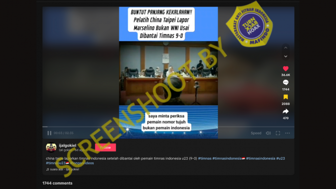 [HOAKS atau FAKTA]: Pelatih Taiwan Laporkan Pemain Timnas Indonesia