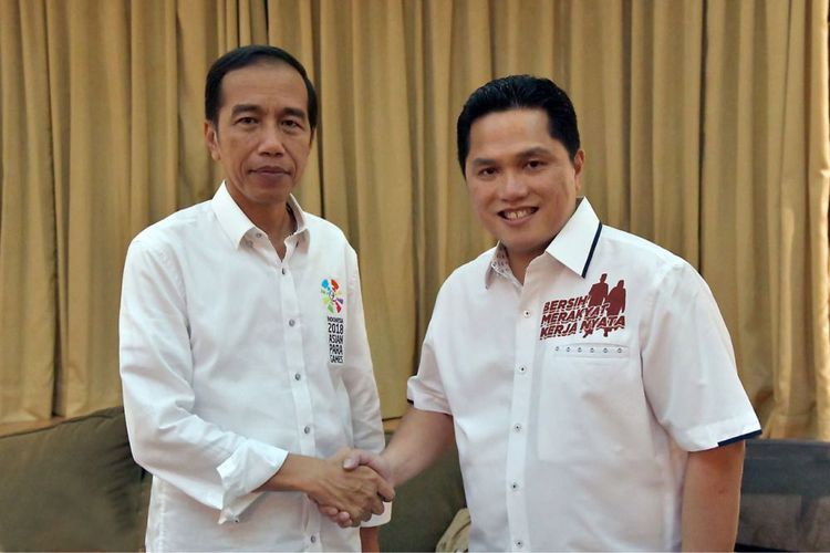 Meneg BUMN Erick Thohir bersama Presiden Jokowi
