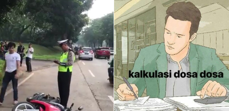 Lucunya Meme Pak Polisi 'Nulis' Apa saat Adi Saputra Ngamuk Rusak Motor
