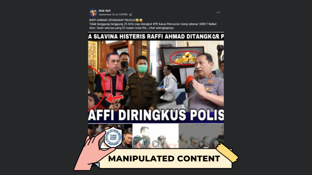 [HOAKS atau FAKTA]: Raffi Ahmad Diproses Polisi, Buntut Kasus Cuci Uang Rp 3 Ribu Triliun yang Libatkan Rafael Alun