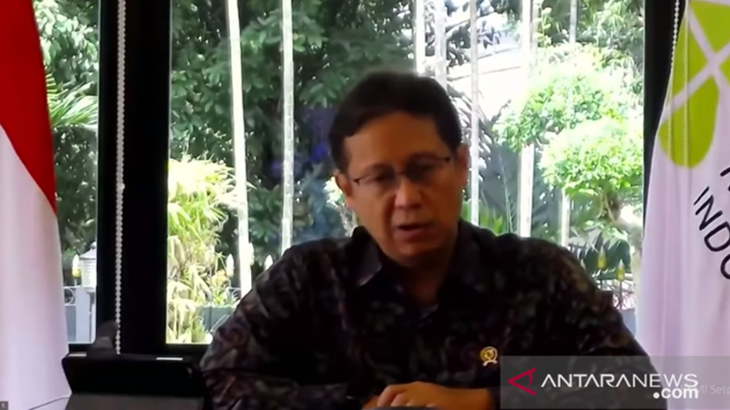 Tangkapan layar Menkes Budi Gunadi dalam konferensi pers virtual, dipantau dari Jakarta, Senin (21/6/2021) (ANTARA/Prisca Triferna)