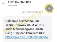 (HOAKS atau FAKTA) : Baim Wong Adakan Give Away, Bagikan Uang Rp 100 Juta