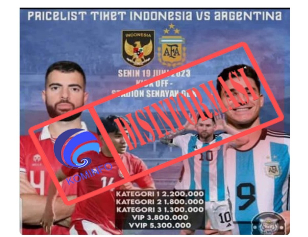 [HOAKS atau FAKTA]: Tiket Termurah Indonesia vs Argentina Rp 1,3 Juta