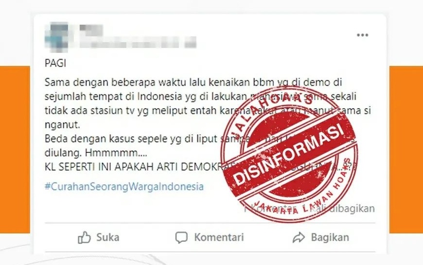 [HOAKS atau FAKTA]: Media Televisi Tidak Siarkan Demo Tolak Kenaikan Harga BBM