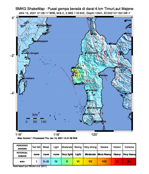 Pusat Gempa di Sulawesi Barat. (BMKG)