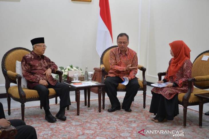 Wakil Presiden Ma'ruf Amin menerima Rektor Universitas Islam Negeri (UIN) Maulana Malik Ibrahim Malang Abdul Haris di Kantor Wapres Jakarta, Selasa (10/12/2019). (Asdep Komunikasi dan Informasi Publik (KIP) Setwapres)