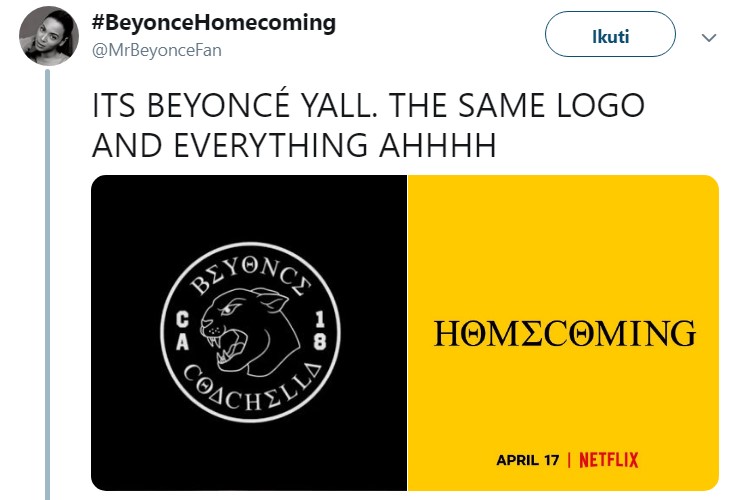 Homecoming, Film Dokumenter Penampilan Istimewa Beyonce di Coachella 2018 Segera Tayang di Netflix