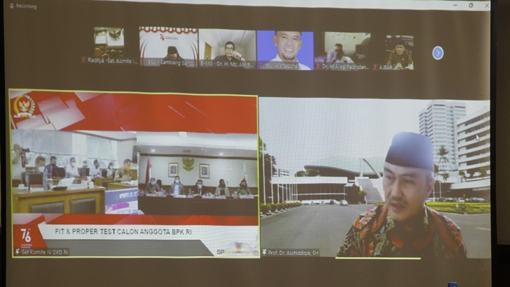 DPD RI melakukan fit and proper test calon anggota Badan Pemeriksa Keuangan (BPK) yang akan menggantikan anggota BPK Barullah Akbar. (Foto: MP/Ponco Sulaksono)