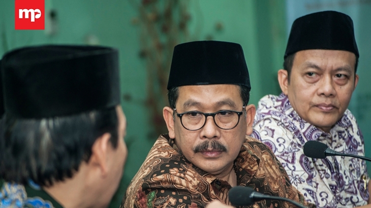 Wakil Ketum MUI Zainut Tauhid Sa'adi dan sejumlah petinggi MUI menggelar konferensi pers di Gedung MUI. Jakarta(Merahputih.com / Derry Ridwansah)