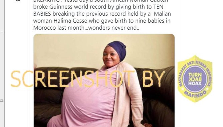 [HOAKS atau FAKTA]: Wanita di Afsel Pecahkan Rekor Dunia Melahirkan 10 Bayi Sekaligus