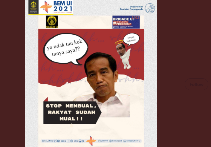 Kritik BEM UI. (Foto: Tangkapan layar)
