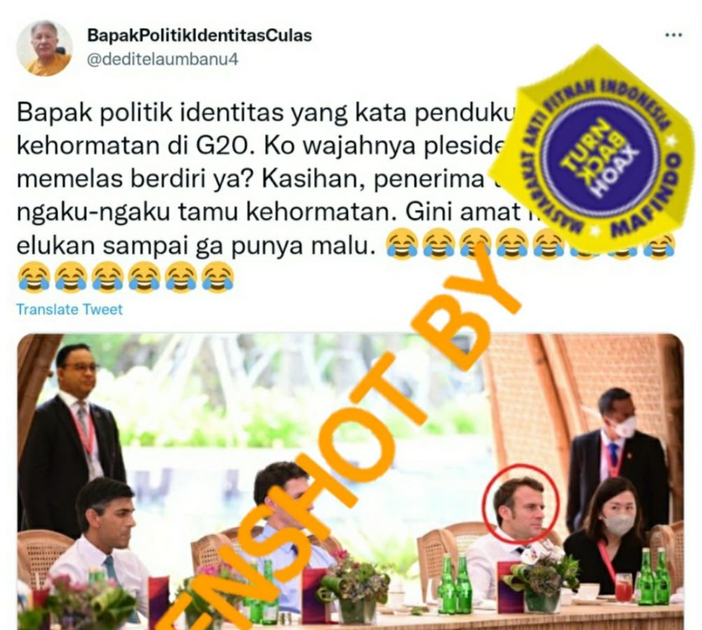 [HOAKS atau FAKTA]: Anies Hanya Berdiri di Luar saat Makan Siang Pemimpin Negara G20
