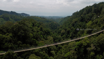 Menjajal Jembatan Gantung Terpanjang se-Asia Tenggara di Situ Gunung Sukabumi  