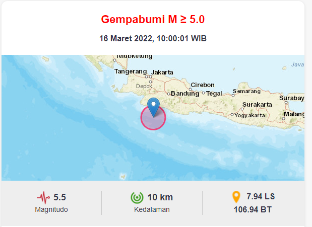 Gempa Magnitudo 5,5 Guncang Sukabumi, Terasa Sampai Bandung