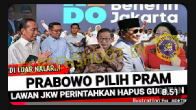 [HOAKS atau FAKTA]: Prabowo Dukung Pramono Lawan Jokowi