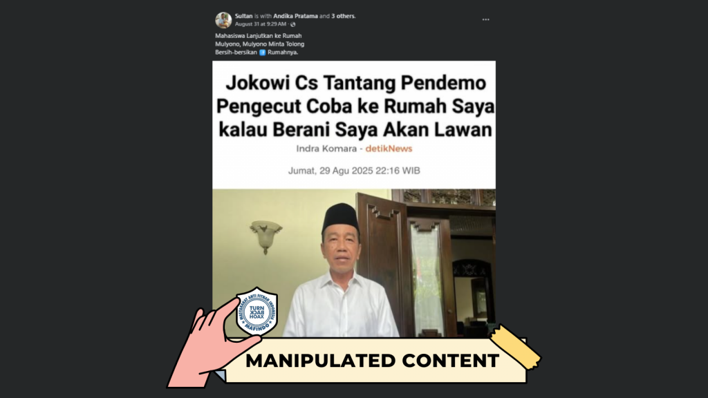 [HOAKS atau FAKTA]: Jokowi Tantang Demonstran Datang ke Rumahnya, Siap Lawan Sendirian