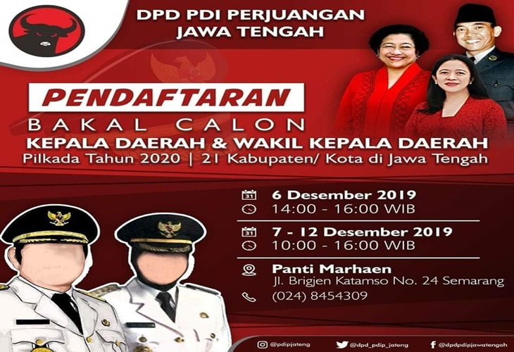 Pamflet pendaftaran calon kepala daerah yang dikeluarkan DPD PDIP Jateng