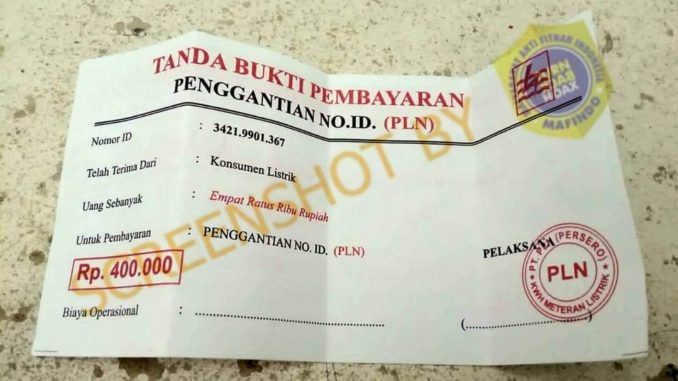 [HOAKS atau FAKTA]: PLN Kenakan Biaya Rp 400 Ribu Ganti Nomor ID 