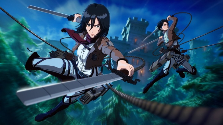 Eren, Levi, dan Mikasa dari Attack on Tiitan Datang ke Arena Fortnite