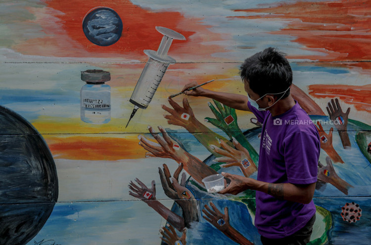 Mural Bertema Virus COVID-19 Hiasi Kampung Pink Tangerang