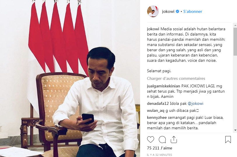 Pagi-Pagi, Jokowi Sudah Deklarasikan Perang Melawan Hoaks di Instagram