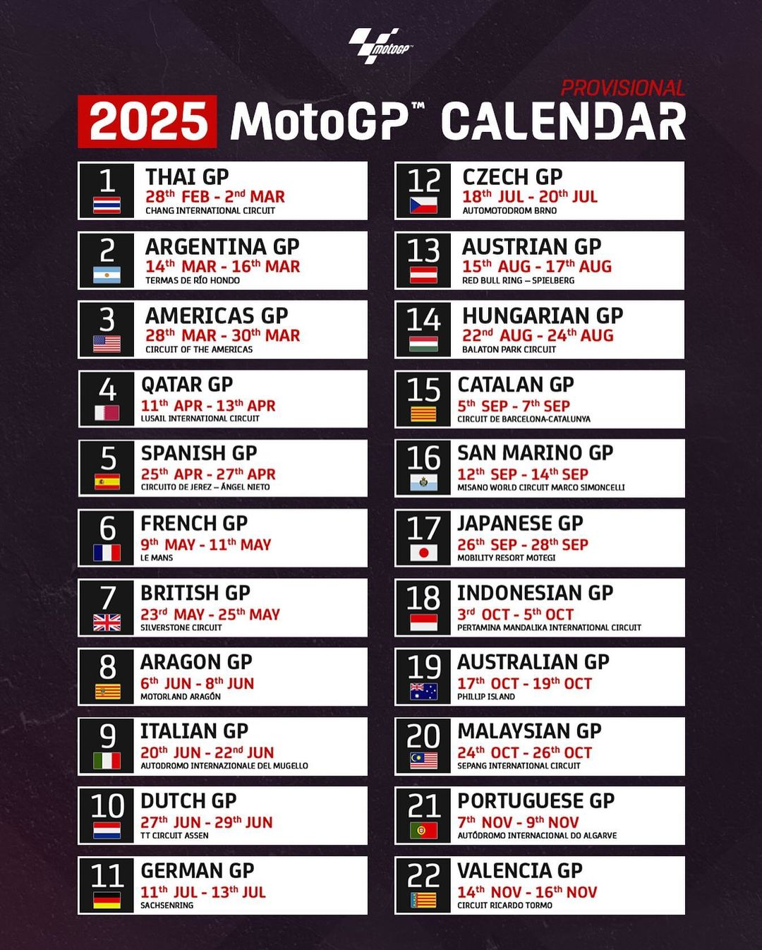 Kalender MotoGP 2025