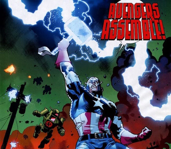 Versi komik, Captain America sempat mengangkat mjolnir (Sumber: Collider