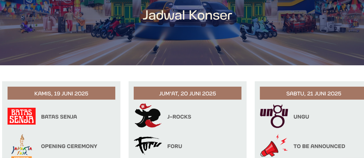 Jadwal Lengkap Konser PRJ 2025
