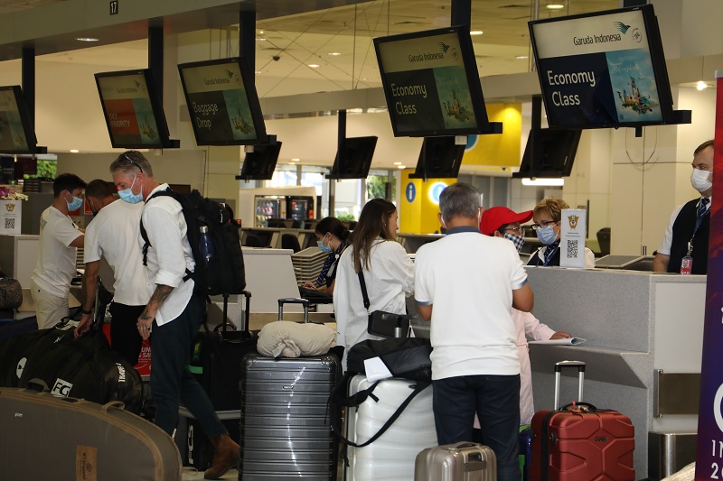 Penyambutan penumpang Garuda Indonesia di Bandara Sydney. (Foto:KJRI Sydney)