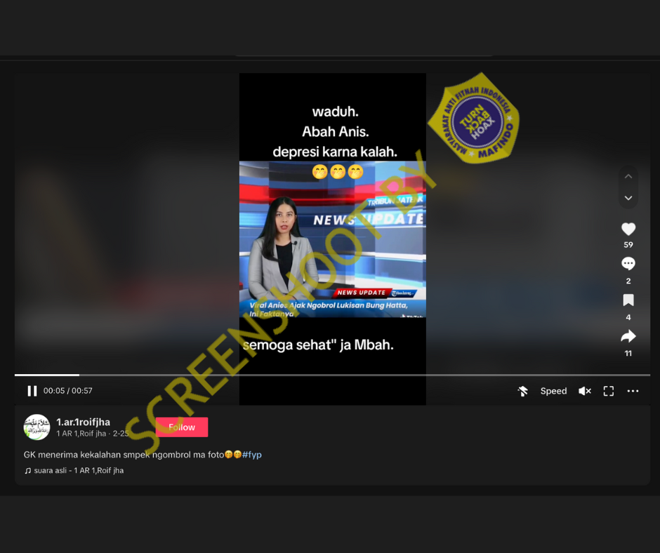 [HOAKS atau FAKTA] : Kalah di Pilpres 2024, Anies Baswedan Depresi