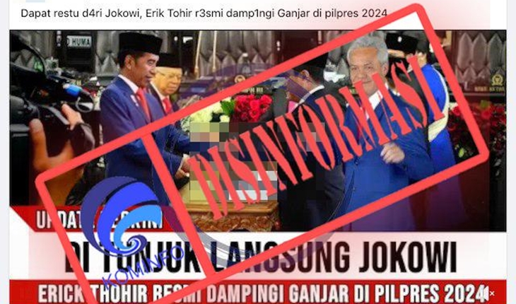 [HOAKS atau FAKTA]: Jokowi Tunjuk Erick Thohir Dampingi Ganjar di Pilpres 2024