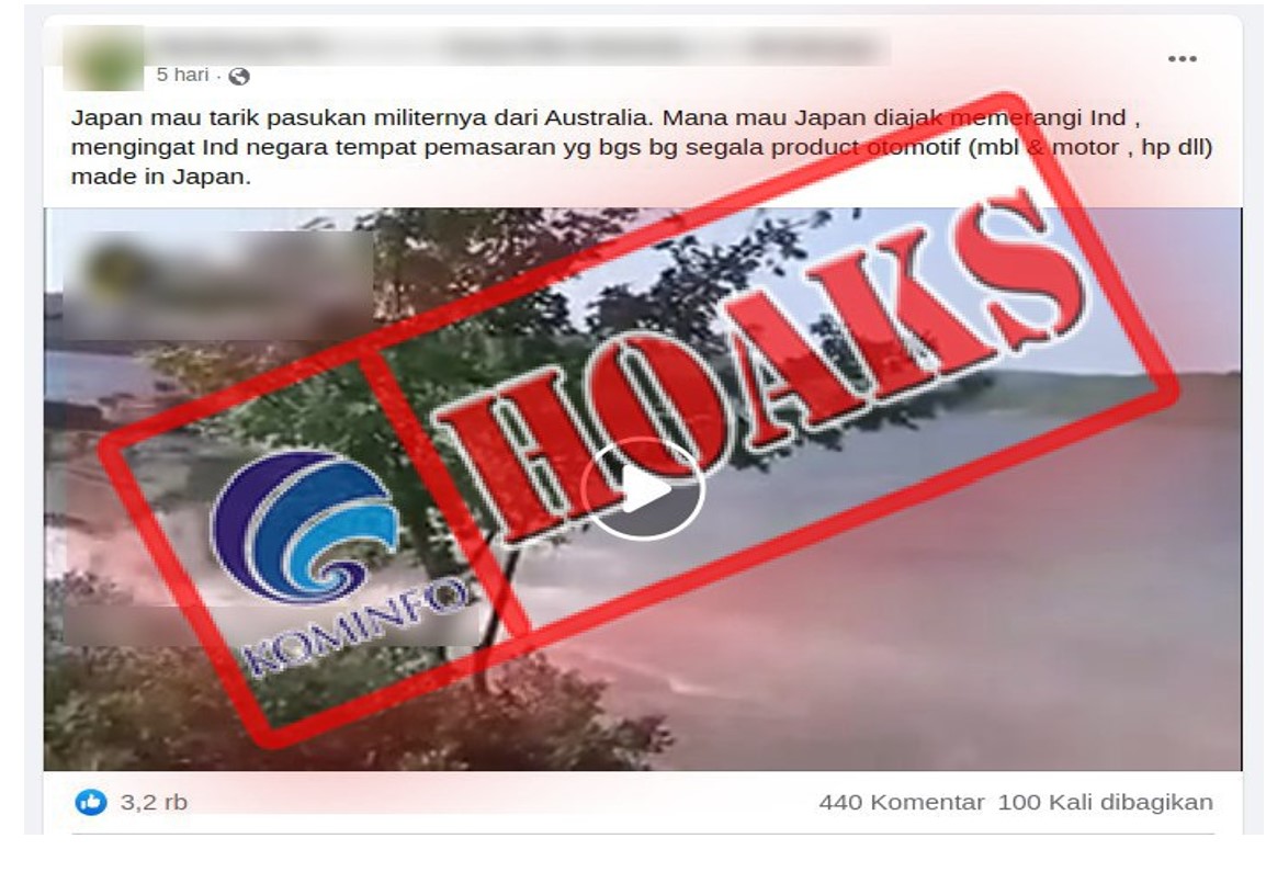 [HOAKS atau FAKTA]: Jepang Tolak Ajakan Australia Perangi Indonesia