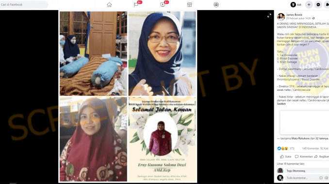 [Hoaks atau Fakta]: 4 Nakes Meninggal Usai Divaksin Miliki Kemiripan Kasus di Luar Negeri