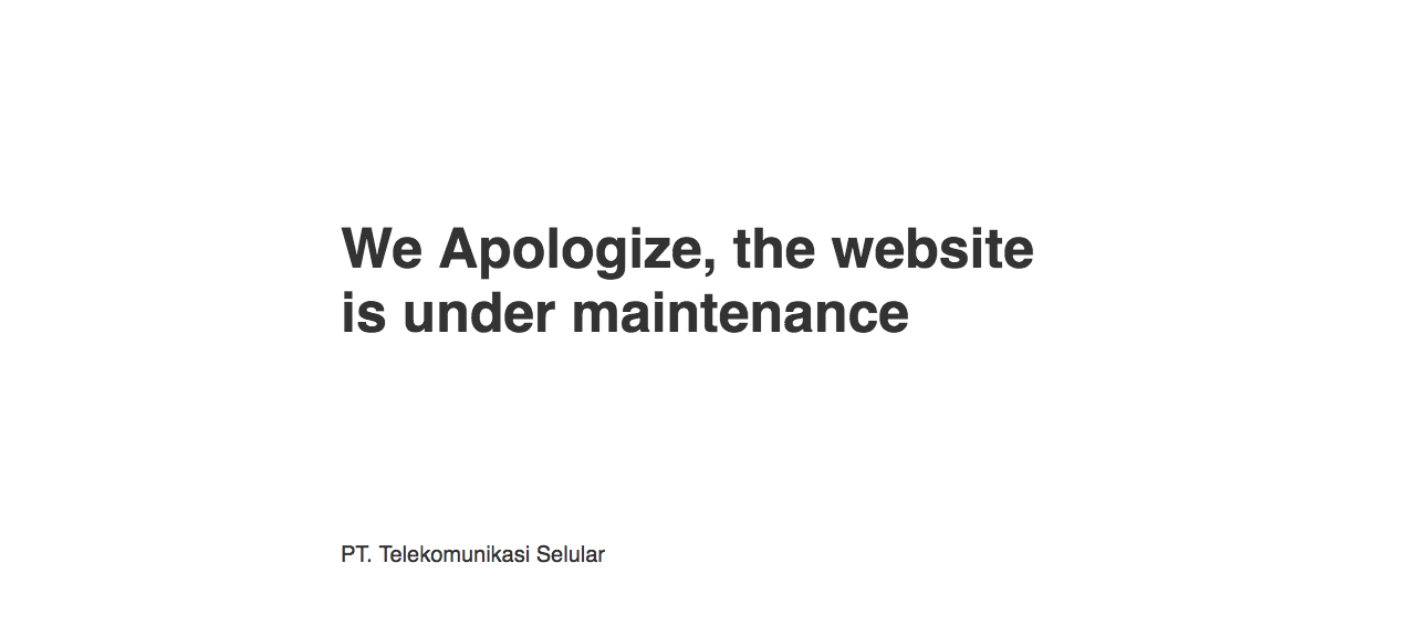 Website Telkomsel Under Maintenance 