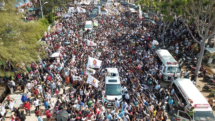 Prabowo saat menghadiri kegiatannya bersilahturahmi dengan Masyarakat Kepulauan Riau. (BPN)