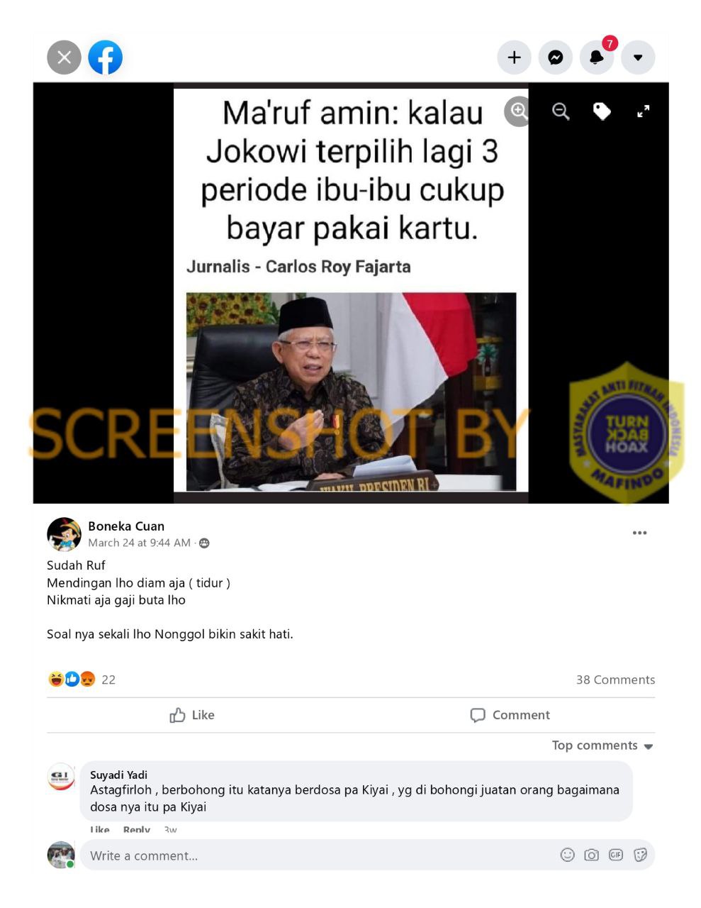 (HOAKS atau FAKTA) : Kalau Jokowi Tiga Periode Ibu-Ibu Bayar Apapun Pakai Kartu