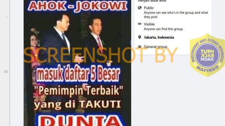 [HOAKS atau FAKTA]: Jokowi dan Ahok Masuk Daftar 5 Besar Pemimpin Terbaik Dunia